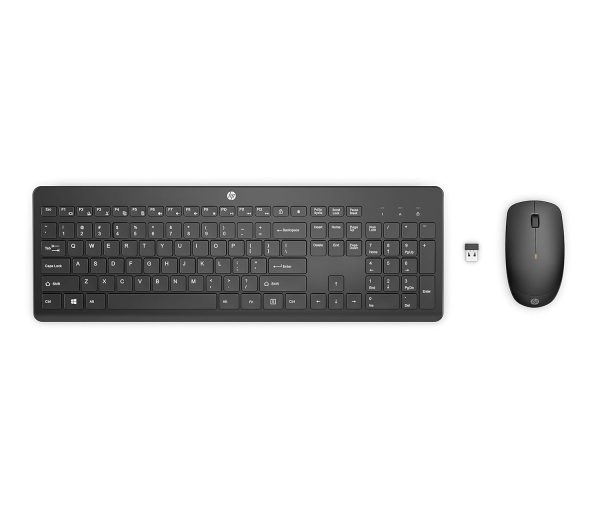 HP 230 Black Chicklet Wireless USB Keyboard and Mouse Set with 2.4GHz Wireless Connection and 12 Function Keys/ 16 Months Battery Life/ 1600 dpi/Black (18H24AA)