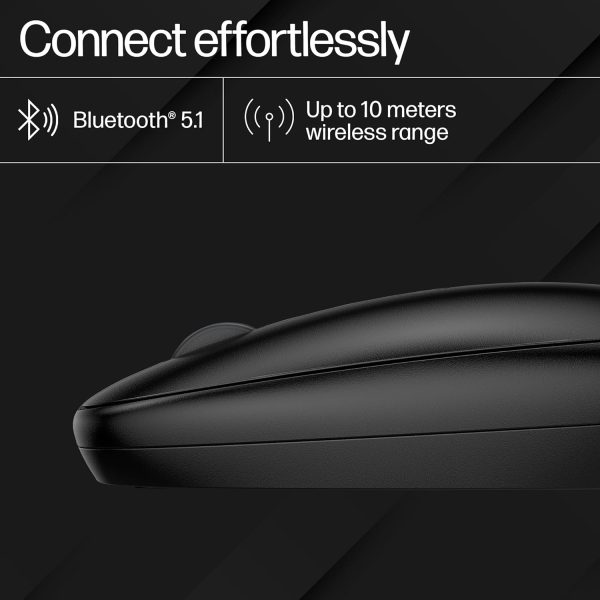 HP 240 Bluetooth Wireless Mouse with 3 Buttons/1600 DPI Red Optical Tracking/Sleek and Ambidextrous/Compatible to Windows 10, macOS, Chrome OS, 3 Years Warranty (Black)