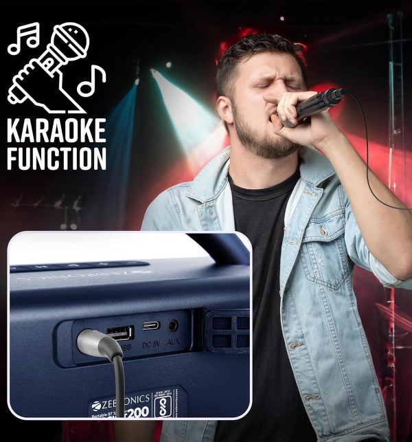 ZEBRONICS Newly Launched Rocket 200 Portable Wireless Speaker with 20W Bluetooth 5.1, FM, USB, AUX, Deep Bass,Media & TWS, Microphone Input, Karaoke,Dual 5.08cm Drives,Call Function(Blue)