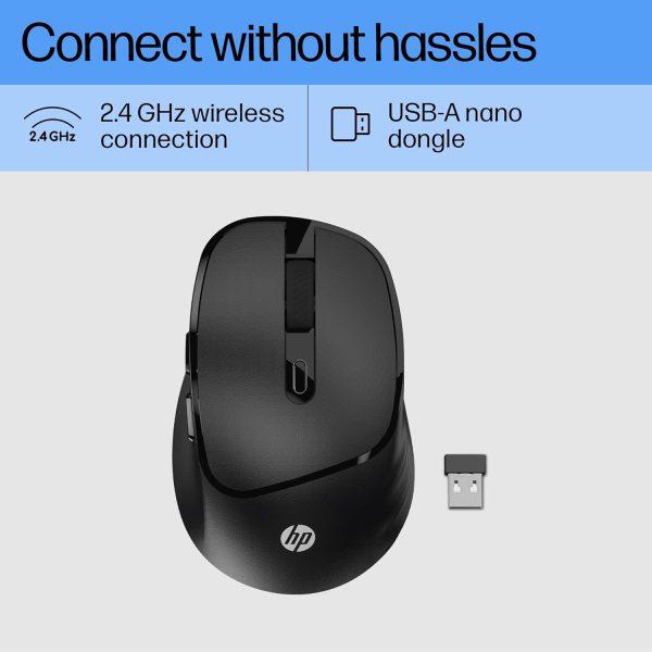 HP M120 Wireless Mouse, USB-A Nano Dongle, 2.4 Ghz Wireless Connection, 6 Buttons, Up to 1600 Dpi, Optical Sensor, Ergonomic Design, 12-Month Battery Life, 3-Year Warranty, 60G±5%, Black, 7J4G4Aa