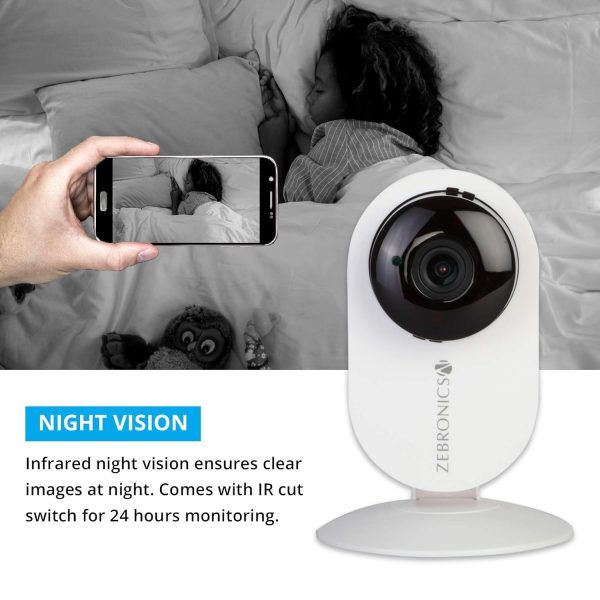 Zebronics Zeb Smart Cam 100 Smart Home Automation WiFi Camera with Remote Monitoring, Advanced Motion Detection, Day/Night Mode, Live Streaming, Micro SD Card Slot, 2 Way Audio, works with Android and iOS Smartphones