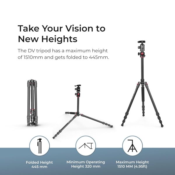 DIGITEK® (DTR 520 BH) 152CM Foldable Aluminum Tripod Cum Monopod with Swivel Pan Head, 4 Section Adjustment, 7kg Max Load, Max Operating Height: 4.95Ft, Compatible with DSLR Camera, Dv Video Camcorder