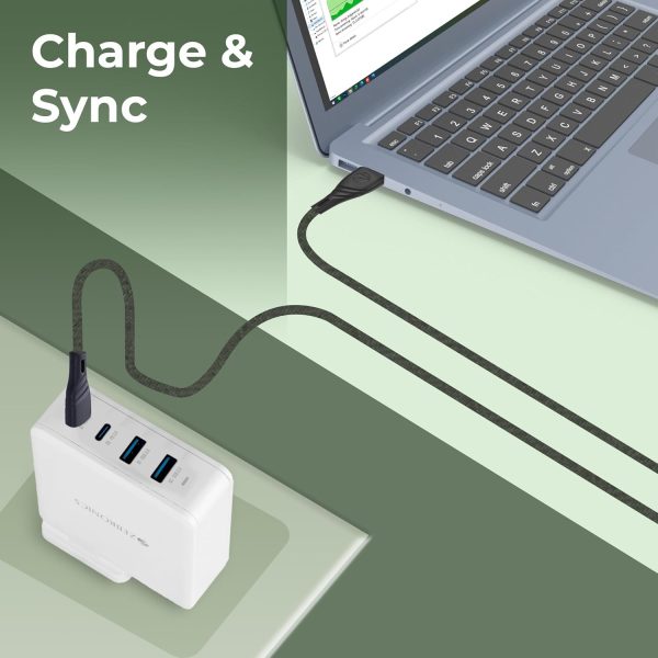 ZEBRONICS UT300 USB - Type C Braided Cable, 27 Watts, Rapid Charging, Charge & Sync, 1.5 Meters| Samsung | OnePlus | Xiaomi | Realme | Oppo (Green)