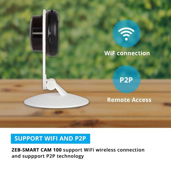 Zebronics Zeb Smart Cam 100 Smart Home Automation WiFi Camera with Remote Monitoring, Advanced Motion Detection, Day/Night Mode, Live Streaming, Micro SD Card Slot, 2 Way Audio, works with Android and iOS Smartphones