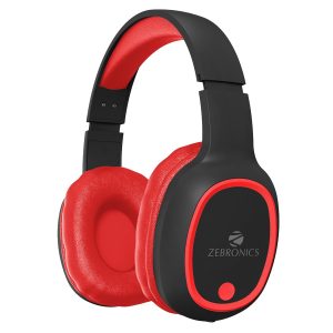 Zebronics Thunder Bluetooth 5.3 Over ear Wireless Headphones with 60H Backup, Gaming Mode, Dual Pairing, ENC, AUX, Micro SD, Voice Assistant, Comfortable Earcups, Call Function (Red)