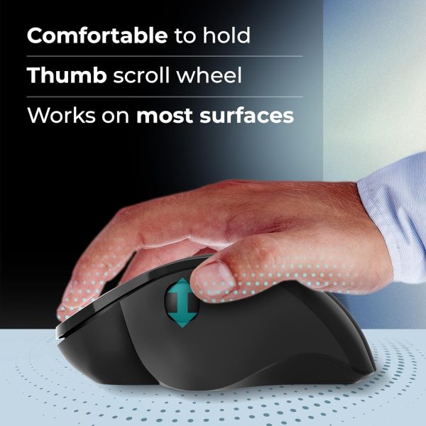 ZEBRONICS Dolphin Silent Wireless Mouse, Dual Mode Bluetooth, 2.4GHz, 1200 DPI, 3 Buttons, USB Nano Receiver, Thumb Scroll Wheel, Glossy Finish and Ergonomic Design (Black)