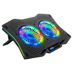 ZEBRONICS Zeb- NC9000 Laptop Cooling pad with Dual 110mm Fan, Multi-Color Led Including 10 Multi Color LED Modes and has RGB Strips on The Both Sides