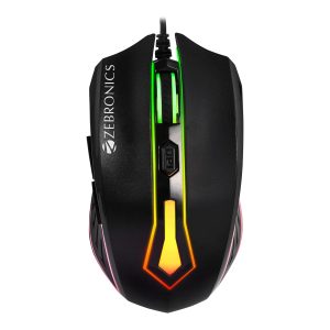 ZEBRONICS Sniper High Precision Wired Gaming Mouse with 6 Buttons, Multicolor LED Lights, DPI Switch with 800/1200/1600/2400 DPI’s, Plug & Play, 1 Million Clicks, 87 Grams Light Mouse