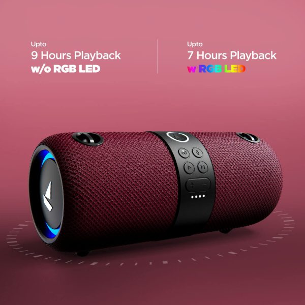 boAt Stone 1200 14W Bluetooth Speaker with Upto 9 Hours Battery, RGB LEDs, IPX7 and TWS Feature(Maroon)