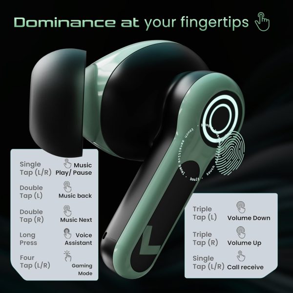 Boult Audio Z40 Gaming in Ear Earbuds with 60H Playtime, Dual Device Pairing, Built-in App Support, 40ms Ultra Low Latency, Quad Mic ENC, RGB LEDs, Bluetooth 5.4, IPX5 Ear Buds TWS (Black Moss)