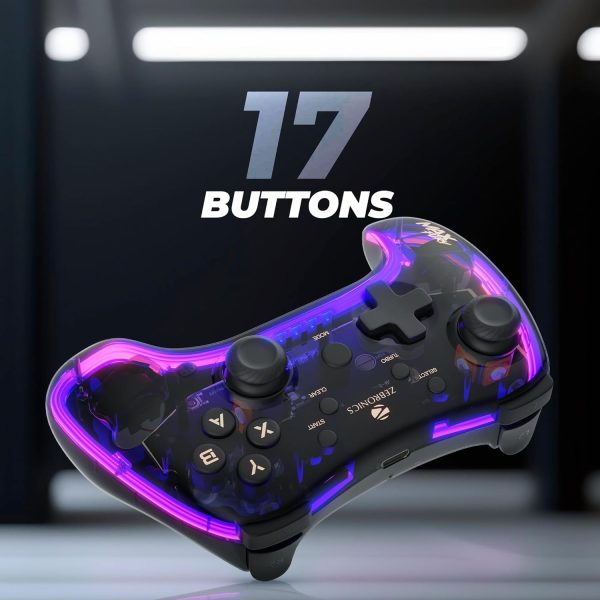 Zebronics MAX FURY Transparent RGB LED Illuminated Wired Gamepad for Windows PC, Android, with Dual analog sticks, Quad front triggers, Dual motors force, Haptic Feedback, Supports X-Input & D-Input.