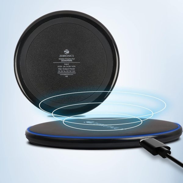 ZEBRONICS ZEB-WCP1001S 10W Wireless Charging Pad with Foreign Object Detection, 10W/7.5W/2.5W Support (Black)