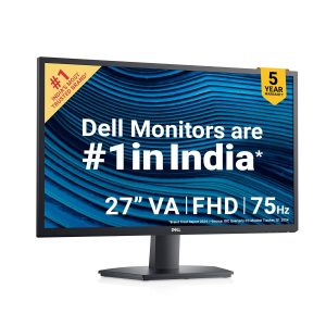 Dell-SE2722H 27" (68.58 cm) FHD Monitor 1920 x 1080 at 75Hz, VA Panel, Brightness: 250 cd/m², Contrast Ratio 3000:1, HDMI & VGA, Tilt Adjustment, AMD FreeSync, Flicker-Free, Low Blue Light Technology