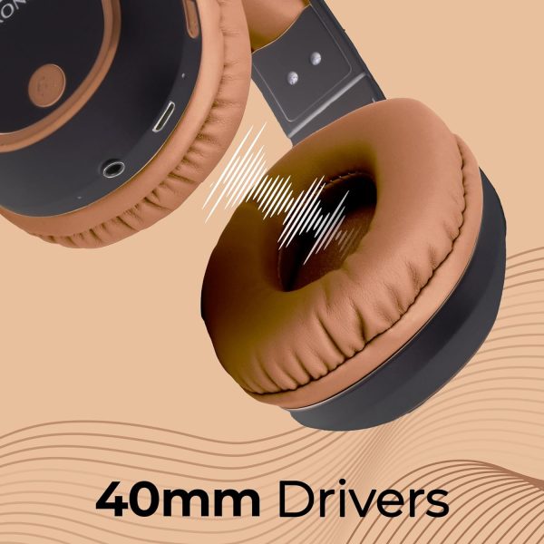 ZEBRONICS Thunder Bluetooth 5.3 Wireless Over Ear Headphones with 60H Backup, Gaming Mode, Dual Pairing, Enc, Aux, Micro Sd, Voice Assistant, Comfortable Earcups, Call Function (Brown)