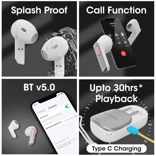 ZEBRONICS Sound Bomb X1 3-in-1 Wireless Bluetooth v5.0 In Ear Earbuds + Speaker Combo with 30 Hour Backup, Built-in LED Torch,Call Function,Voice Assistant,Type C & Splash Proof Portable Design(White)