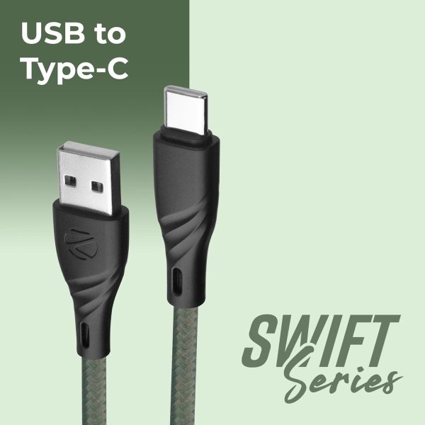 ZEBRONICS UT300 USB - Type C Braided Cable, 27 Watts, Rapid Charging, Charge & Sync, 1.5 Meters| Samsung | OnePlus | Xiaomi | Realme | Oppo (Green)