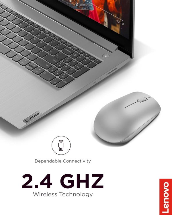 Lenovo 530 Wireless Mouse (Platinum Grey): Ambidextrous, Ergonomic Mouse, Up to 8 Million clicks for Left and Right Buttons, Optical Sensor 1200 DPI, 2.4 GHz Wireless Technology via Nano USB Receiver