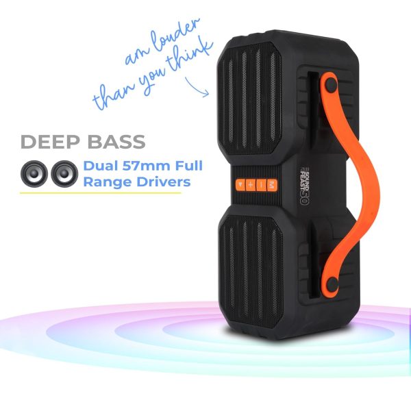 ZEBRONICS Newly Launched Sound Feast 51 Wireless Bluetooth 14W Rugged Finish Portable Speaker with Supporting Dual Drivers, Handy Strap, USB, SD Card, AUX, FM, TWS & Call Function(Black)