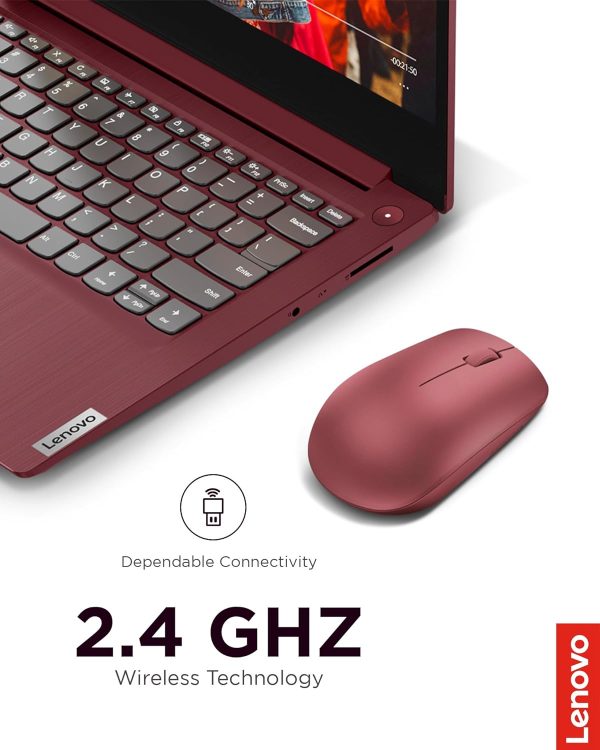 Lenovo 530 Wireless Mouse (Cherry Red): Ambidextrous, Ergonomic Mouse, Up to 8 Million clicks for Left and Right Buttons, Optical Sensor 1200 DPI, 2.4 GHz Wireless Technology via Nano USB Receiver