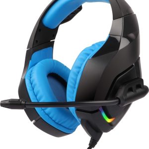 Zebronics Zeb-Rush (Blue) Premium Wired Gaming On Ear Headphone with RGB LEDs, Dual 3.5mm Jack, Converter Pin, Cushion Headband, Volume Controller, Adjustable Mic, 40mm Neodymium Drivers