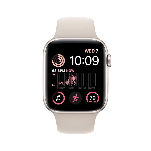 Apple Watch SE (2nd Gen) [GPS 44 mm] smart watch w/Starlight Aluminium Case & Starllight Sport Band. Fitness & Sleep Tracker, Crash Detection, Heart Rate Monitor, Retina Display, Water Resistant