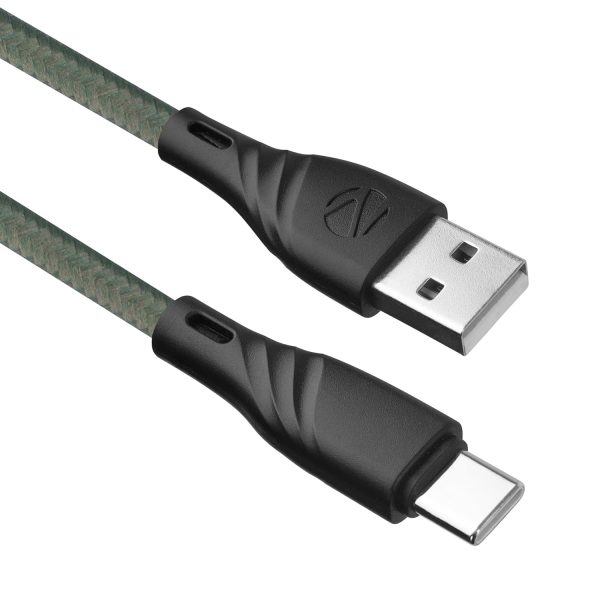 ZEBRONICS UT300 USB - Type C Braided Cable, 27 Watts, Rapid Charging, Charge & Sync, 1.5 Meters| Samsung | OnePlus | Xiaomi | Realme | Oppo (Green)