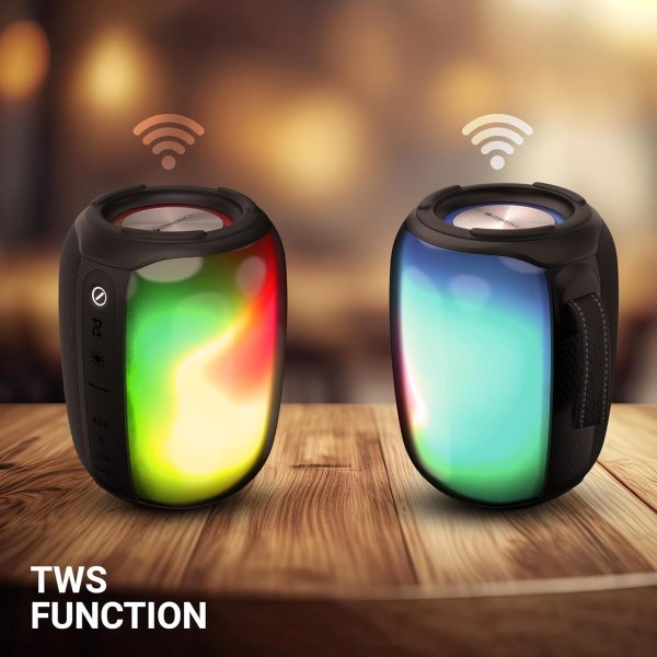 ZEBRONICS Music Bomb 40 10W output Portable wireless speaker with Bluetooth 5.1, TWS, 15h backup, FM Radio, AUX, USB, mSD, Call Function, One-Sided RGB Lights and Fabric Finish