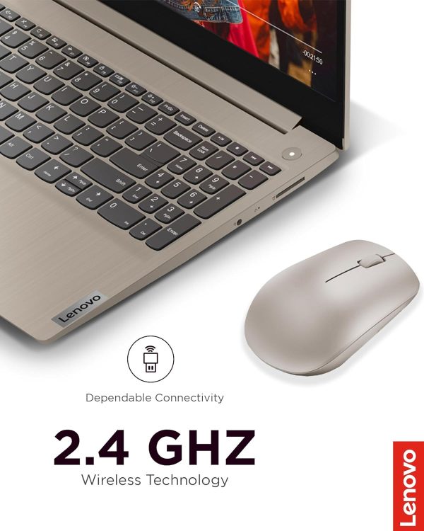 Lenovo 530 Wireless Mouse (Almond): Ambidextrous, Ergonomic Mouse, Up to 8 Million clicks for Left and Right Buttons, Optical Sensor 1200 DPI, 2.4 GHz Wireless Technology via Nano USB Receiver