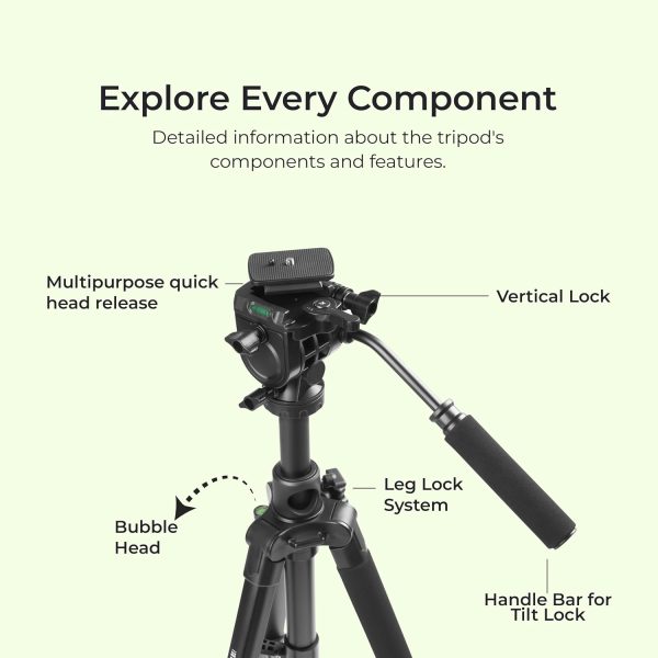 DIGITEK® (DPTR 895VD) 195 CM Tripod Cum Monopod with Aluminum Alloy & Multipurpose Head, 3-Way Head, Lightweight 590MM Folded with Carry Bag, Max Load 5Kg, Ideal for DSLR, DV Camera's