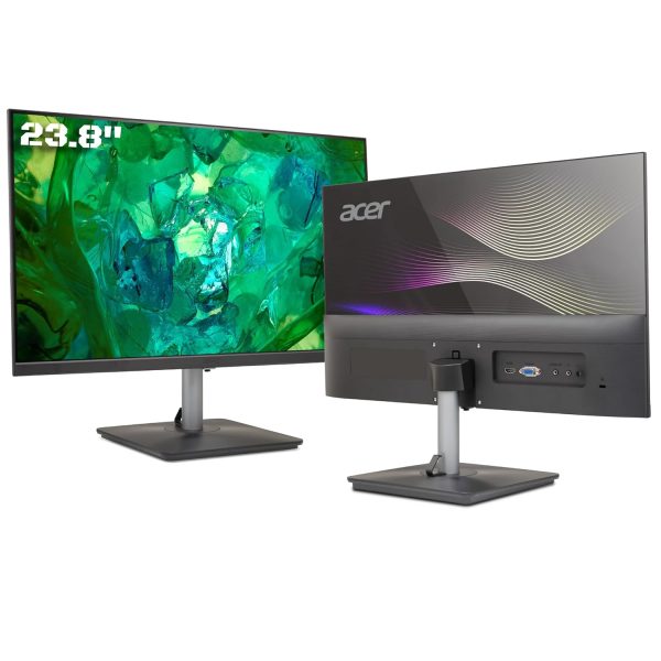 Acer RS242Y 23.8 Inch Full HD IPS Ultra-Thin (6.9mm) Backlit LED Monitor I Color Patterned Back Mood Light I Dual Glass Design, Sleek Metal Frame I 1 MS, 100Hz I 1xHDMI 1xVGA I Speakers I Eye Care