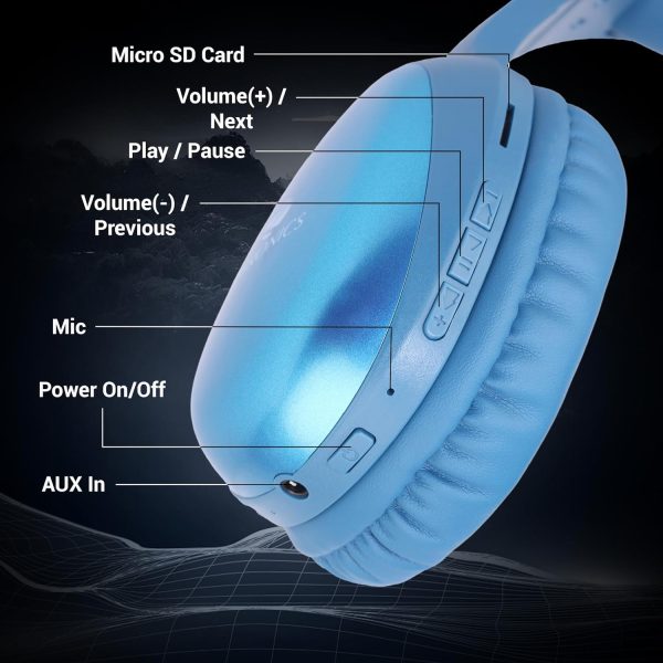 ZEBRONICS THUNDER PRO Wireless Headphone with Dual Pairing, Gaming Mode, ENC, Bluetooth, Call Function, Aux, Micro SD, Voice Assistant, Deep Bass, Up to 60h backup (Blue)