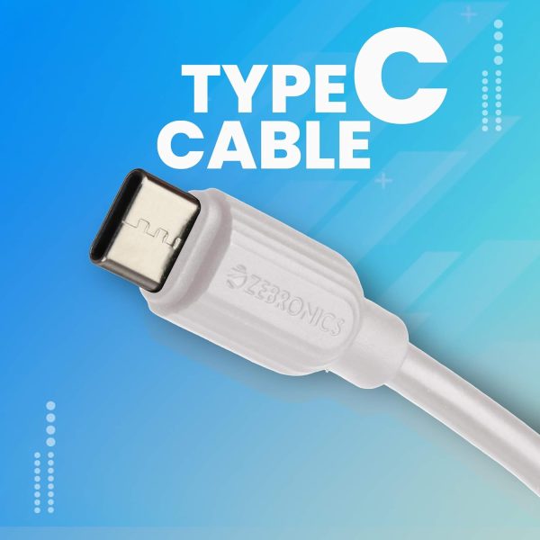 ZEBRONICS Zeb-TU300C USB to Type C Cable, Charge and Sync for Tablet, Smartphone - 1 Meter Length (White)