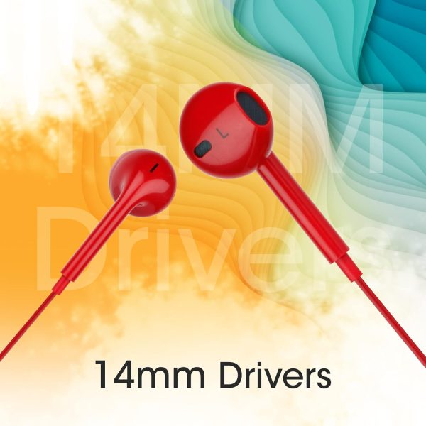 Zebronics Zeb-Buds 30 3.5Mm Stereo Wired in Ear Earphones with Mic for Calling, Volume Control, Multifunction Button, 14Mm Drivers, Stylish Eartip,1.2 Meter Durable Cable and Lightweight Design(Red)