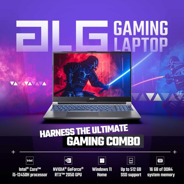 Acer ALG 12th Gen Intel Core i5 Gaming Laptop (16GB RAM/512GB SSD/4GB RTX 2050 Graphics/60Hz/Win11Home/Wifi 6) AL15G-52, 39.62cm (15.6 inch) FHD Display, Premium Metal Body, Steel Gray, 1.99KG