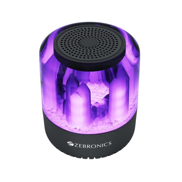 ZEBRONICS DAWN 10 Wireless Portable Bluetooth Speaker with Powerful 8W output Customized 360° lightshow, 14h* Playback, TWS Function, FM, AUX, USB