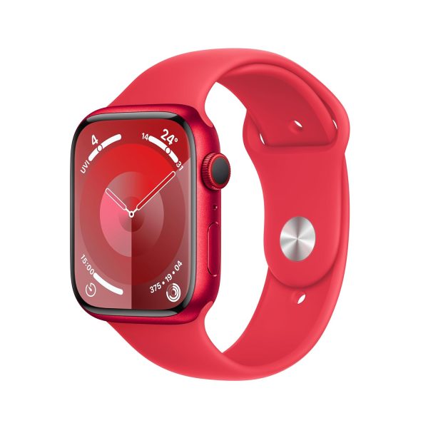 Apple Watch Series 9 [GPS + Cellular 45mm] Smartwatch with (PRODUCT)RED Aluminum Case with (PRODUCT)RED Sport Band M/L. Fitness Tracker,Blood Oxygen & ECG Apps,Always-On Retina Display,Water Resistant