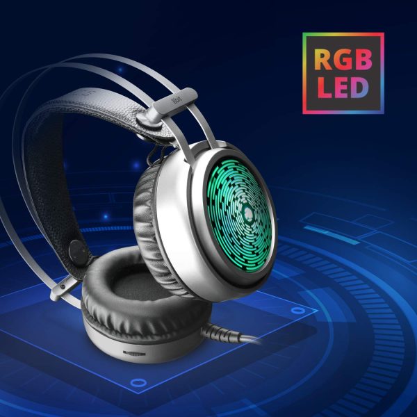 ZEBRONICS ZEB-8 BIT Premium gaming Headphones with 50mm Drivers, Gaming grade inbuilt mic, Radiating RGB effect, Dual 3.5mm jack, 2.3m durable sleeved cable, Suspended headband and Volume control