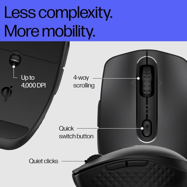 HP 690 Qi-Charging Wireless Mouse/24 month battery life/Up to 4000 dpi Multi surface tracking/AES 128 bits encryption