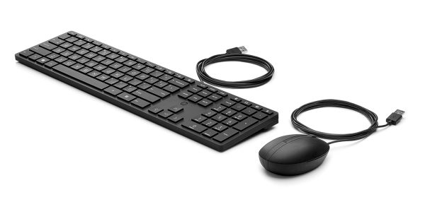 HP 320MK Wired USB Desktop Full-Size Keyboard Mouse Combo with Optical Sensor and Comfortable fit Design with Reduces Size Keyboard