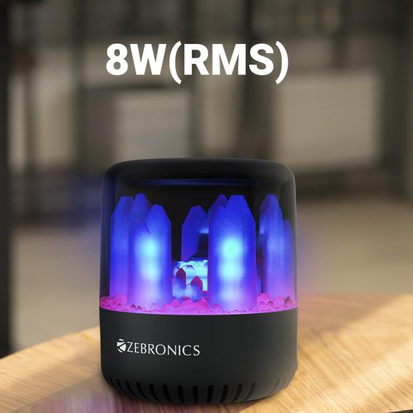 ZEBRONICS DAWN 10 Wireless Portable Bluetooth Speaker with Powerful 8W output Customized 360° lightshow, 14h* Playback, TWS Function, FM, AUX, USB