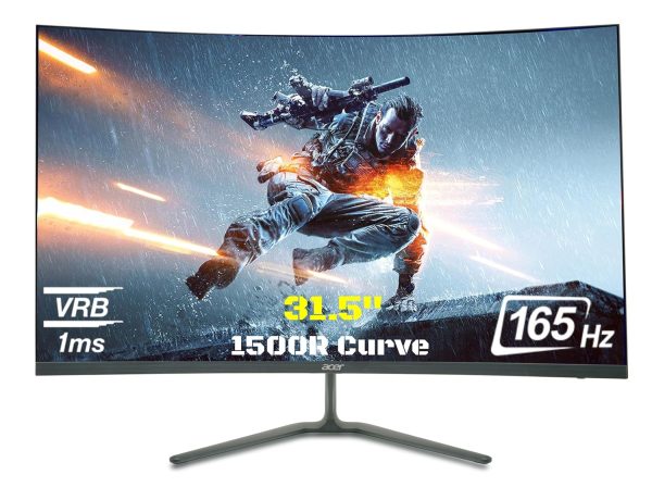 Acer ED320QR 31.5 Inch Full HD VA Panel 1500R Curved Backlight LED LCD Monitor I 1 MS VRB I 165Hz Refresh Rate I AMD Free Sync Premium I HDR 10 I 2 X HDMI 1 X Display Port I Eye Care Features I Black