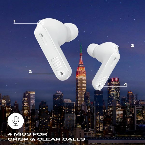 JBL Tune Beam In Ear Wireless TWS Earbuds with Mic, ANC Earbuds, Customized Extra Bass with Headphones App, 48 Hrs Battery, Quick Charge, 4-Mics, IP54, Ambient Aware & Talk-Thru, Bluetooth 5.3 (White)