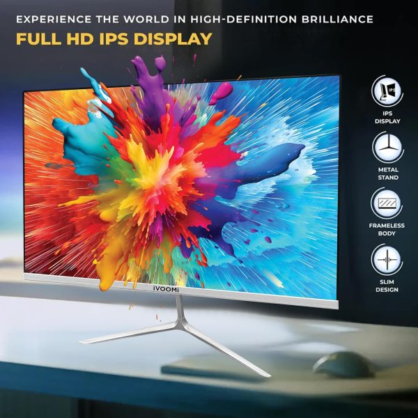 iVOOMi 24 Inch (60.45 cm) Ultra Slim Curve FHD Monitor for PC with 100Hz Refresh Rate, 1920 x 1080 Pixels, 16.7M Colors, Bezel-Less Design, Flicker Free, Best for Gaming with 3 Years Warranty
