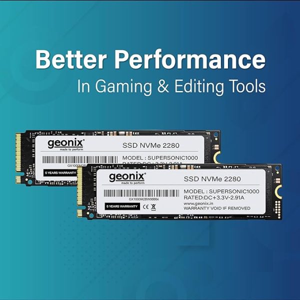 GEONIX 128GB M.2 NVMe SSD, 2280 SATA III (6Gb/s), Read Speed – Up to 2650 Mbps, Write Speed – Up to 2000 Mbps, Internal Solid State Drive (SSD), (3years Warranty)