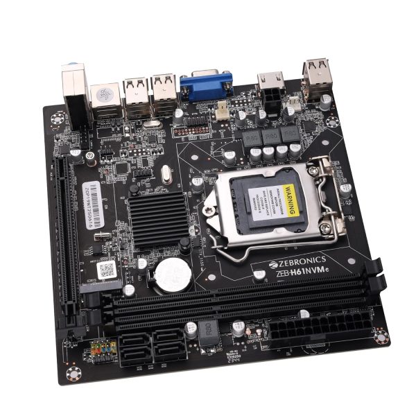 ZEBRONICS H61-NVMe Micro-ATX Motherboard for LGA 1155 Socket, Supports Intel 2nd & 3rd Generation Processors, M.2 Slot, 5.1 Audio, DDR3 1600 MHz, Ports (RJ45 | SATA | USB | HDMI)