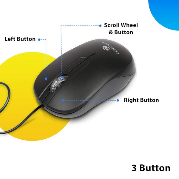 ZEBRONICS Zeb Sprint USB Optical Mouse That Comes with an Ergonomic Build and Three Buttons and is a high Precision one with 1200 DPI