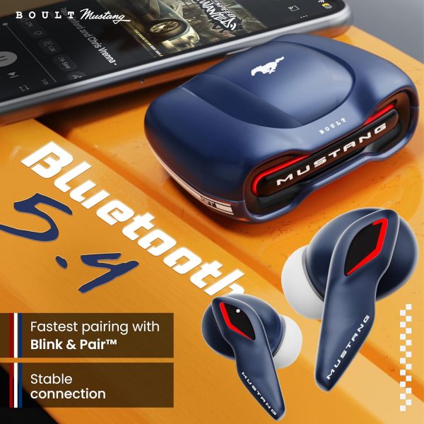 Boult x Mustang Torq Newly Launched Truly Wireless in Ear Earbuds with 50H Playtime, App Support, Quad Mic ENC, 45ms Low Latency, Breathing LEDs, 13mm Drivers, Made in India ear buds TWS Bluetooth 5.4