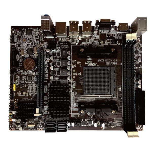 ZEBRONICS A780-D3 Micro-ATX Motherboard for AM3, AM3+ Socket, Supports AMD FX, Athlon II Series Processors, 5.1 Audio, DDR3 1600 MHz, Ports (RJ45 | SATA | USB | HDMI | VGA | PS/2)