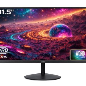 Acer SA322QU 31.5 Inch WQHD 2560x1440 Resolution IPS Ultra Slim (7.2mm) Backlit LED LCD Monitor I 75 Hz Refresh I 1 MS VRB I HDR 10 I AMD Free Sync I 2xHDMI 1xDP I Stereo Speakers I Eye Care I Black