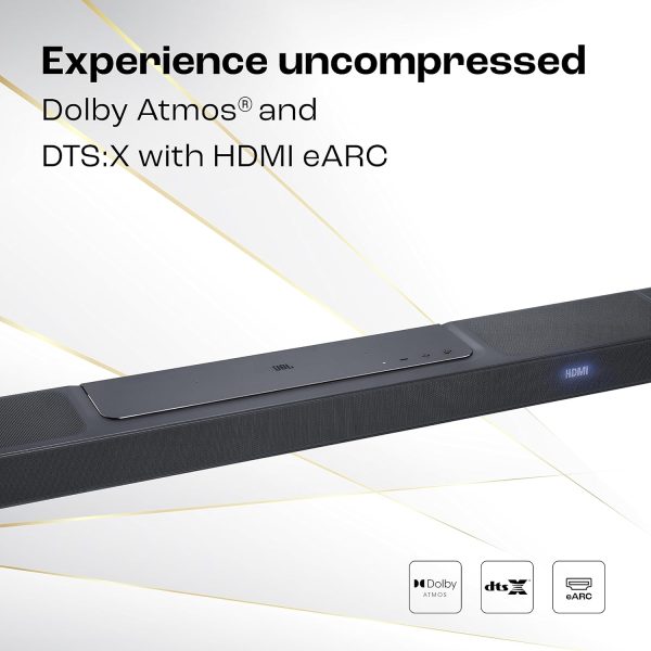 JBL Bar 1300, 11.1.4 Channel Truly Wireless Soundbar with True Dolby Atmos®, DTS:X, and MultiBeam™ Surround Sound, 10" Down-Firing Wireless Subwoofer, HDMI eARC, BT, Wi-Fi, Alexa, One App (1170W)